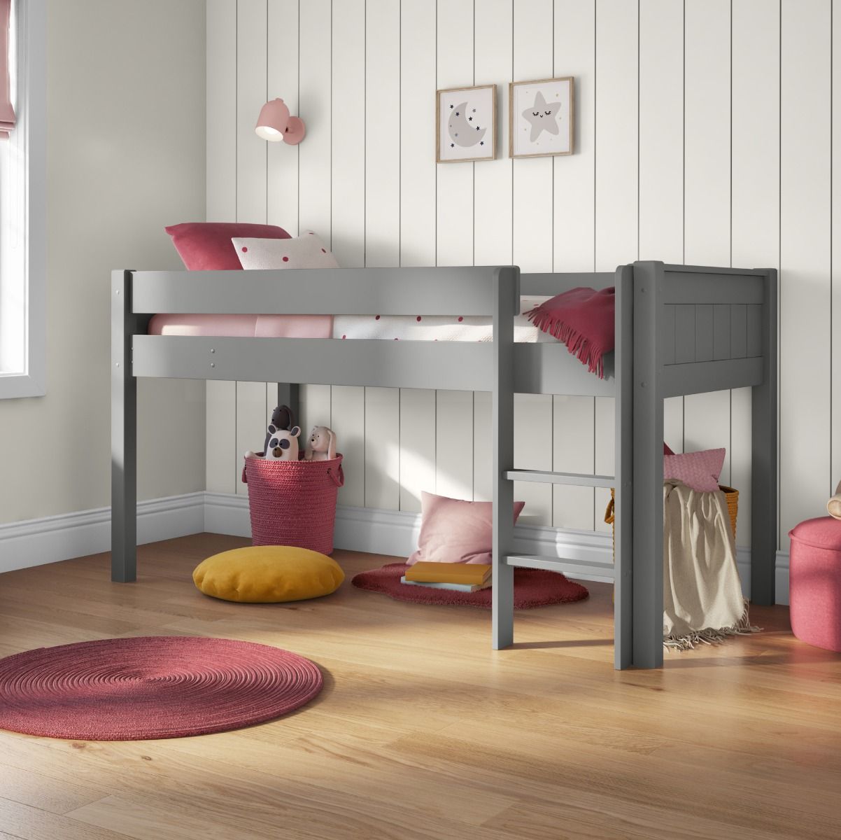 Zoomed Angled View of Classic Grey Mid Sleeper