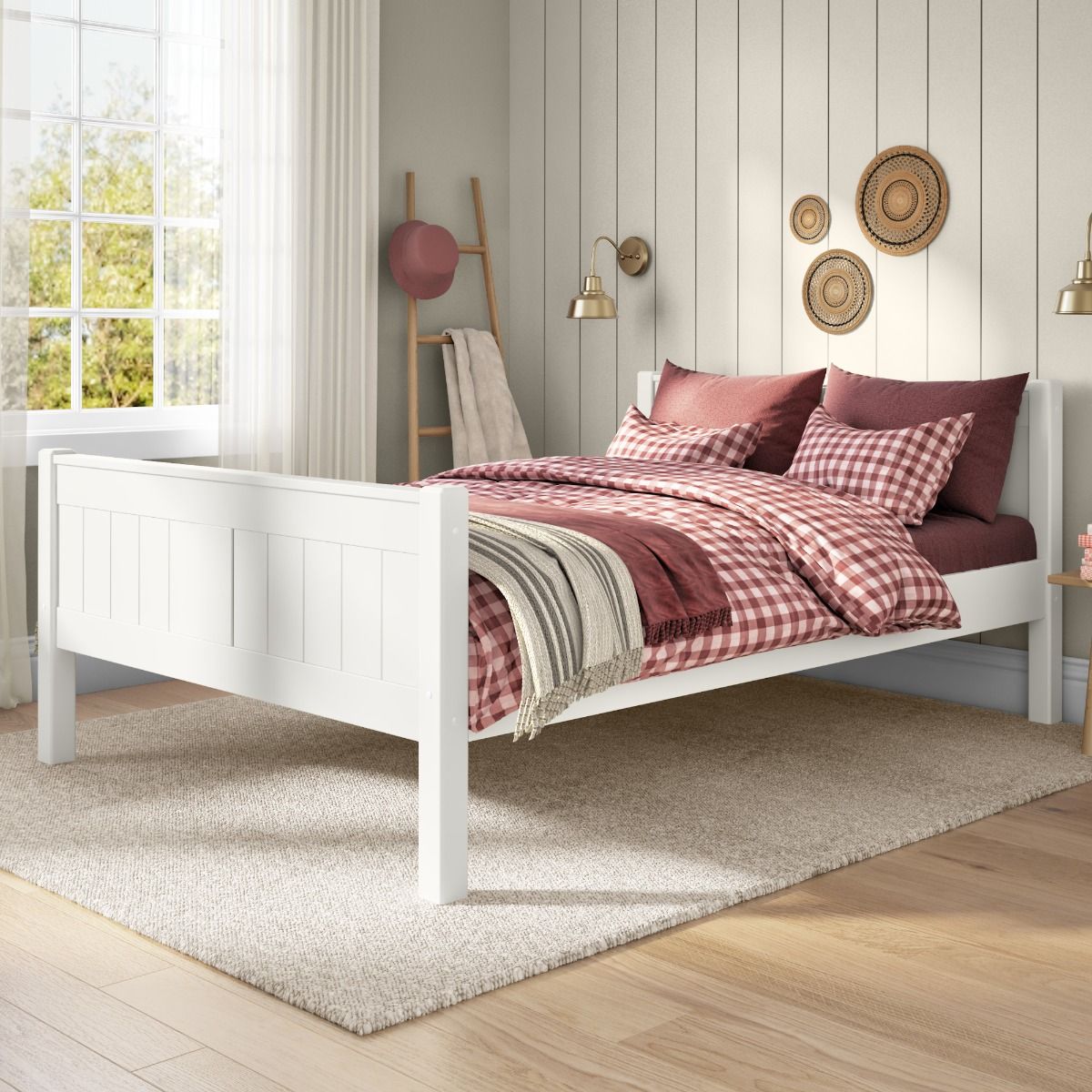 Zoomed Angled View of Classic White Small Double Bed