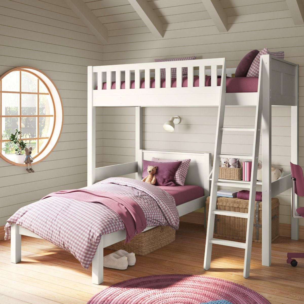 Angled View of Arven White High Sleeper with Single Bed Zoomed
