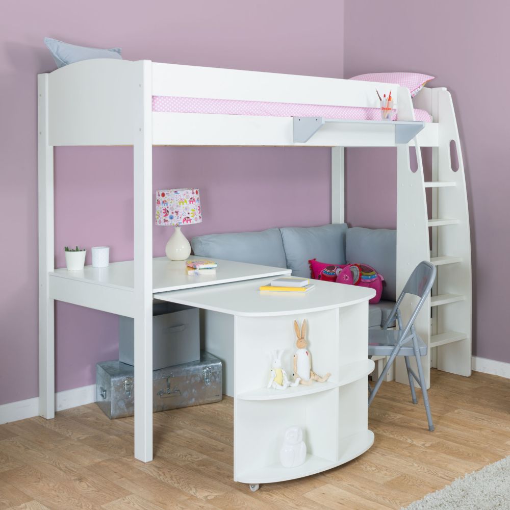 Childrens UNO S Highsleeper Bed Special Package Includes Free Stompa S Flex Airflow Mattress Lifestyle Angled