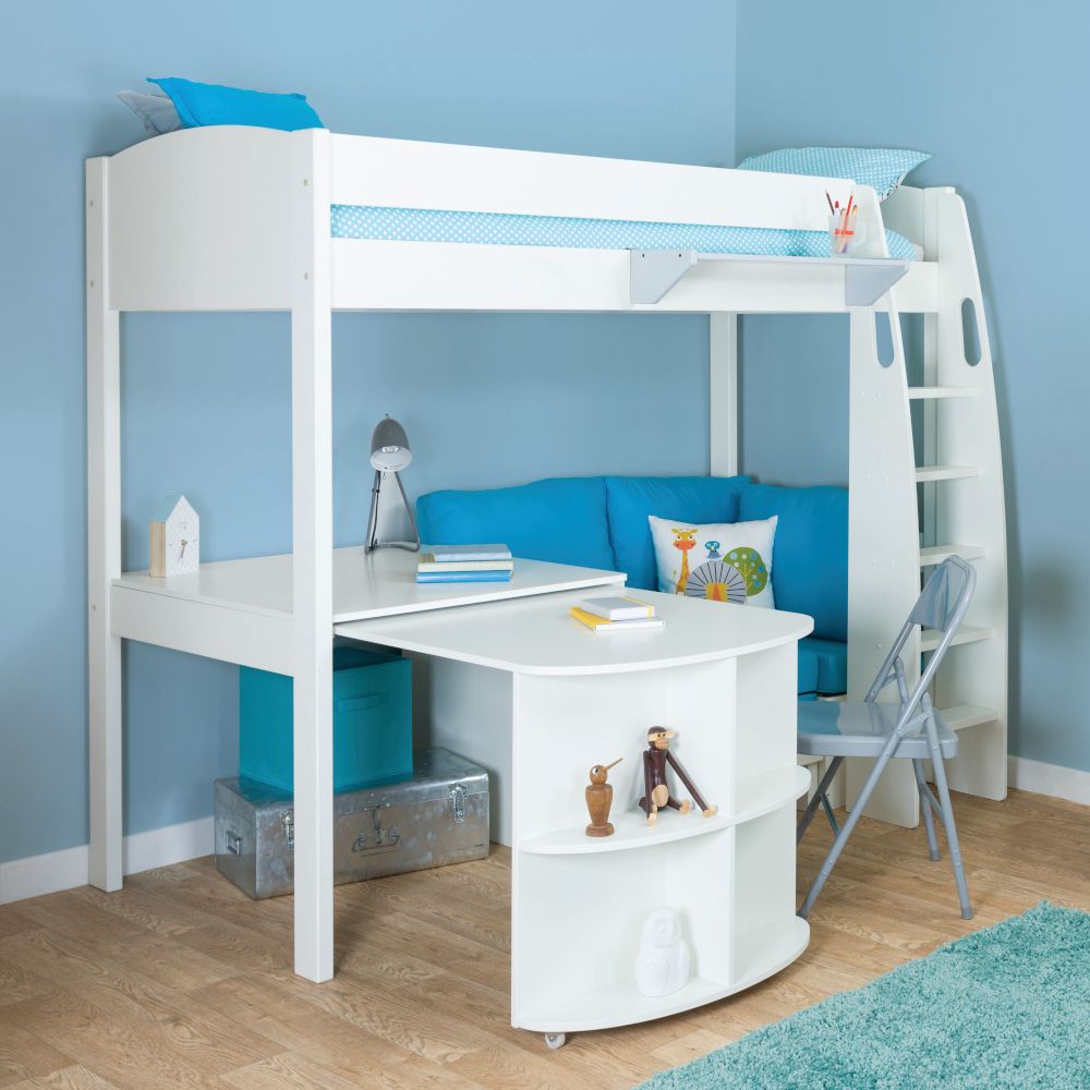 Childrens  UNO S Highsleeper Bed Special Package Includes Free Stompa S Flex Airflow Mattress Lifestyle Angled