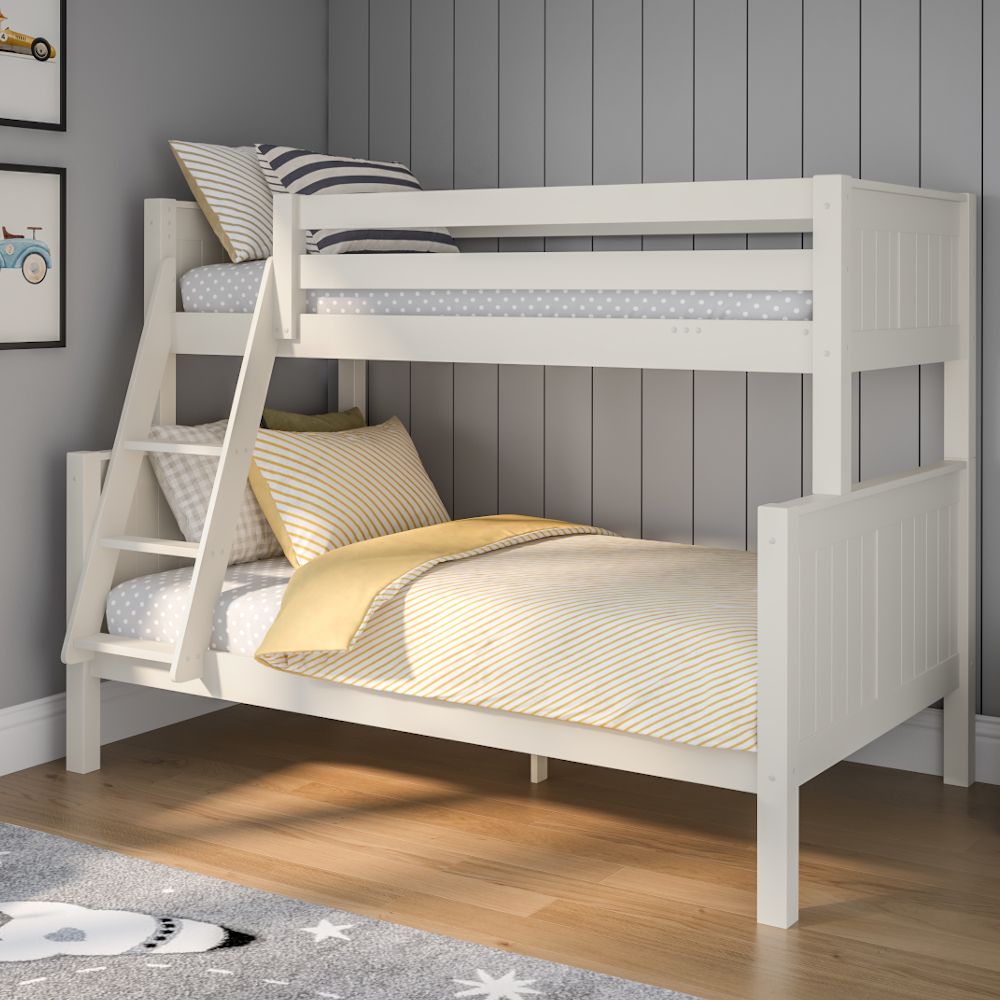 Childrens Stompa Classic Originals Trio Bunk Bed in White Lifestyle Angled Zoomed