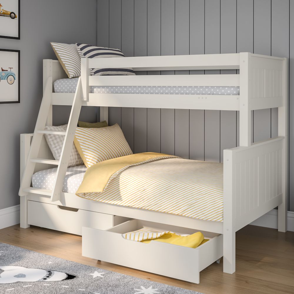 Childrens Stompa Classic Originals Trio Bunk Bed with a Pair of Drawers Lifestyle Angled Zoomed
