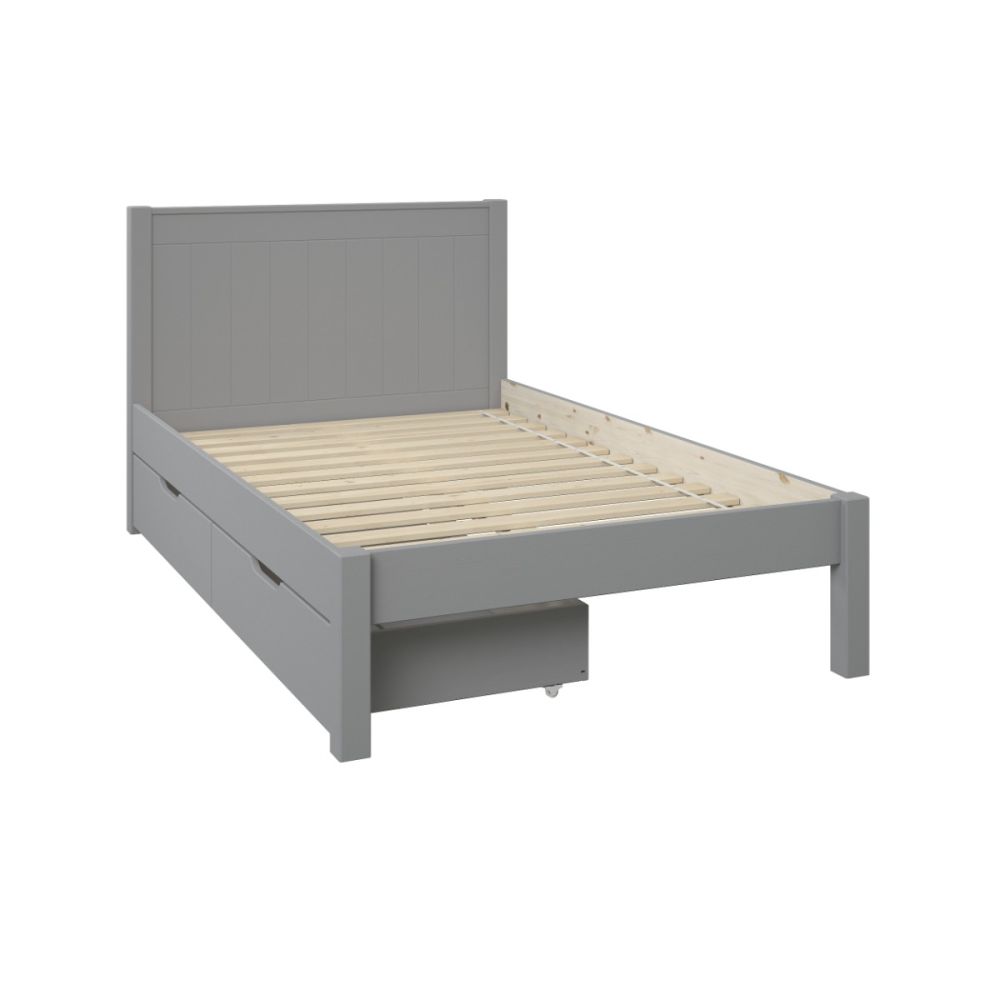 Classic Grey Low End Small Double Bed with a Pair of Drawers