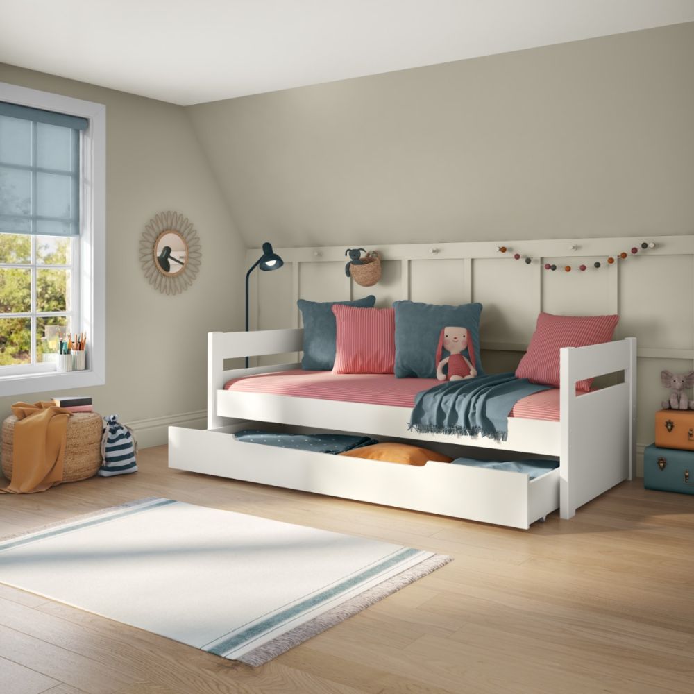 Uno White Cabin Bed with Trundle