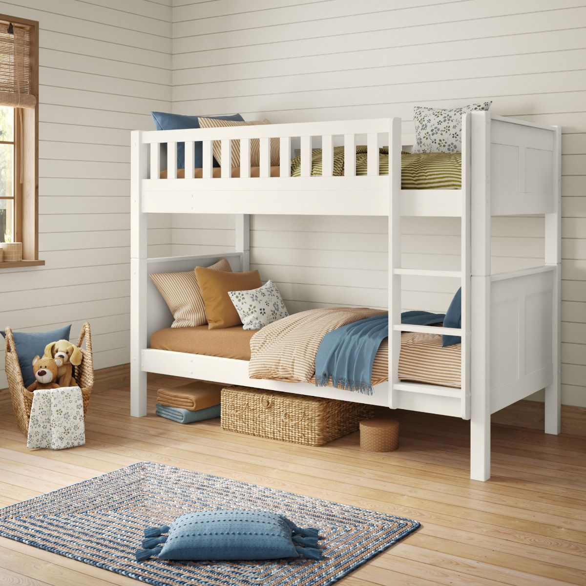 Angled View of Stompa Arven White Detachable Bunk Bed