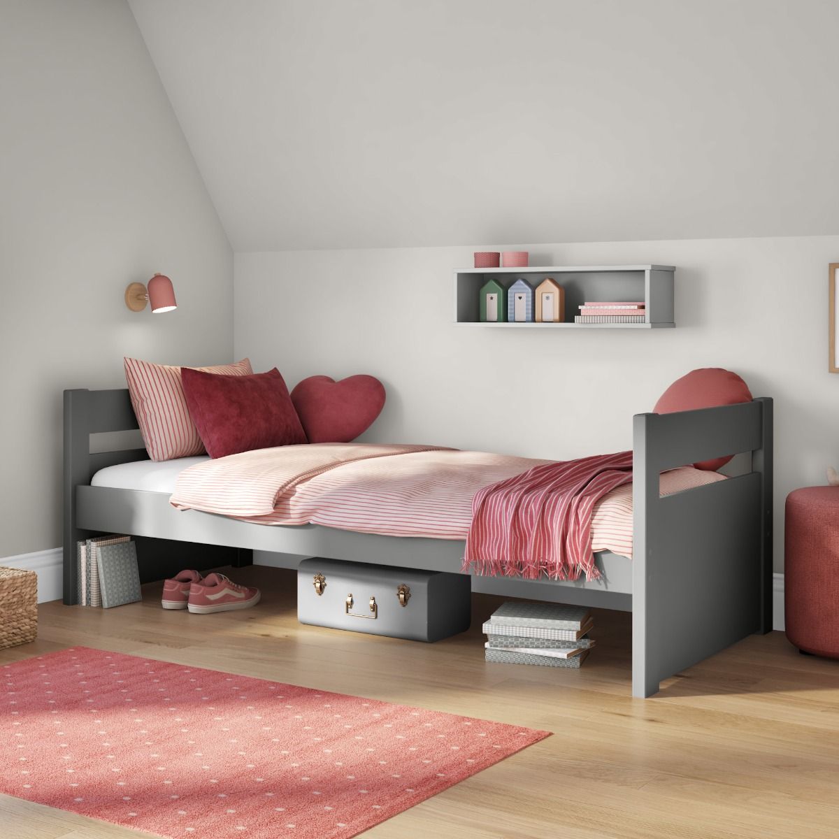 Zoomed Angled View of Uno Grey Cabin Bed