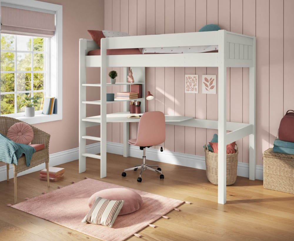 High sleeper with desk for shared kids’ room