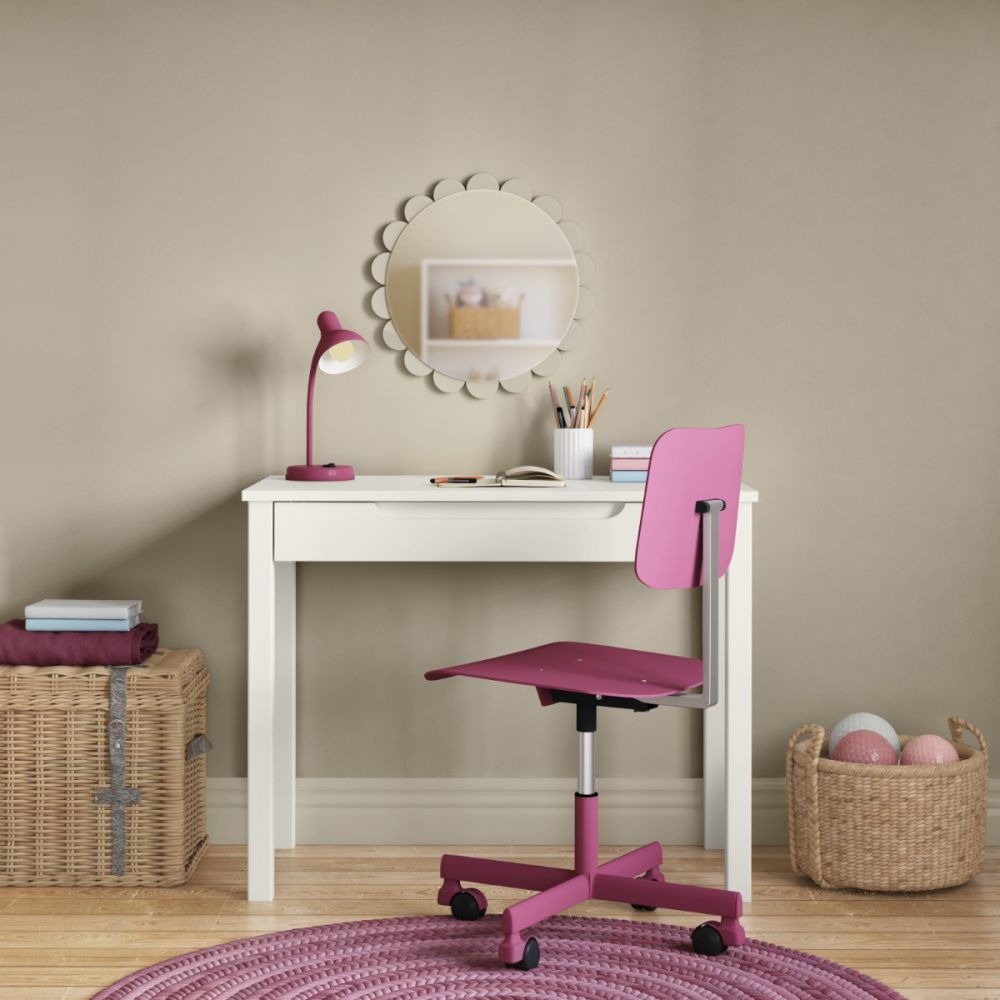 White desk with large storage drawer