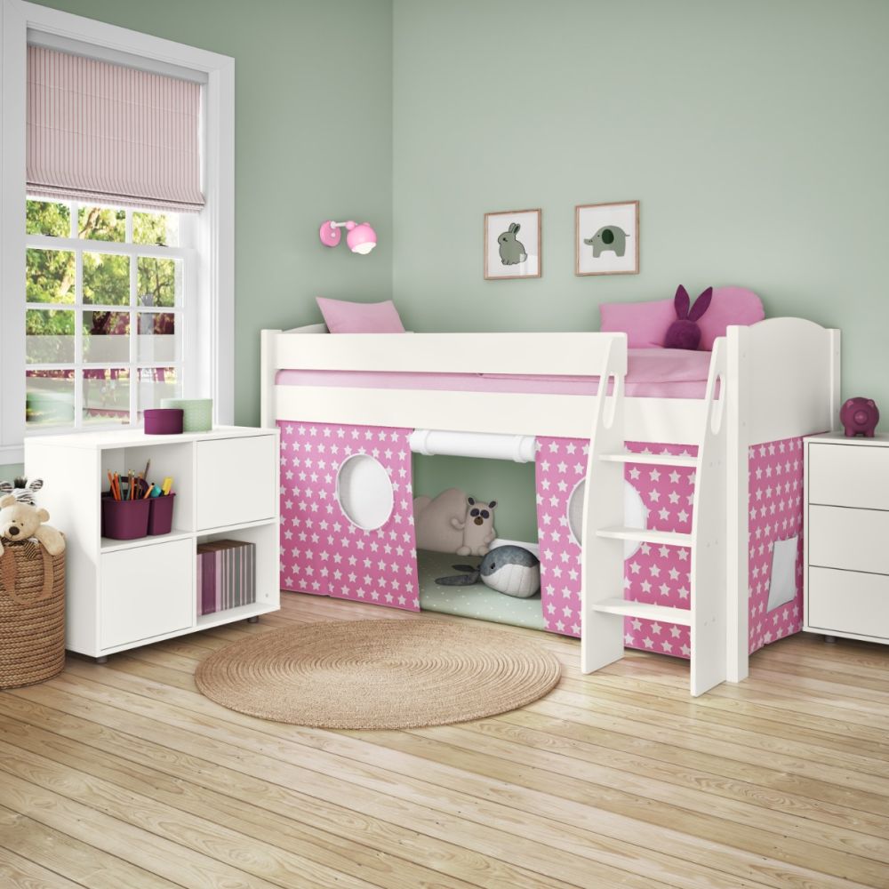 calming kids bedroom with mid sleeper and play tent